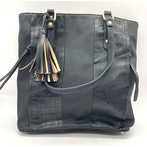 Relic by Fossil Noelle Patchwork Tote Black Handbag - Picture 1 of 4